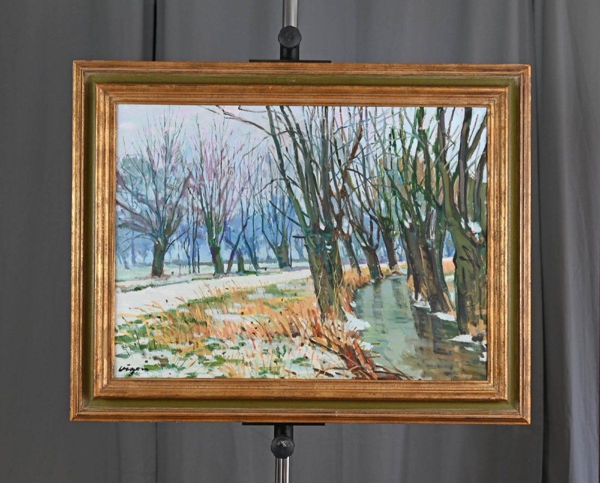 Louis Jacques Vigon (1897-1985) :  Neige à Saint Martin De Boscherville-photo-3