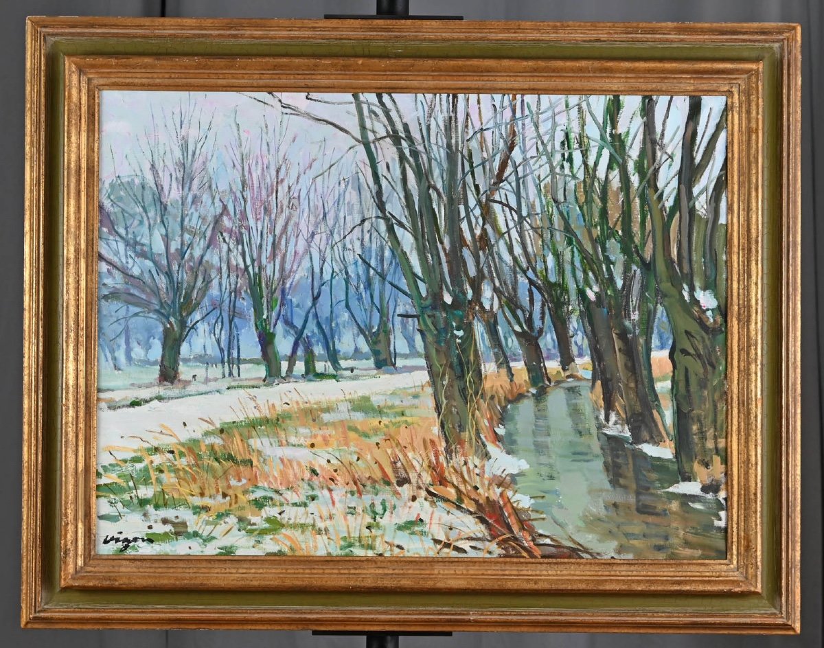Louis Jacques Vigon (1897-1985) :  Neige à Saint Martin De Boscherville-photo-4