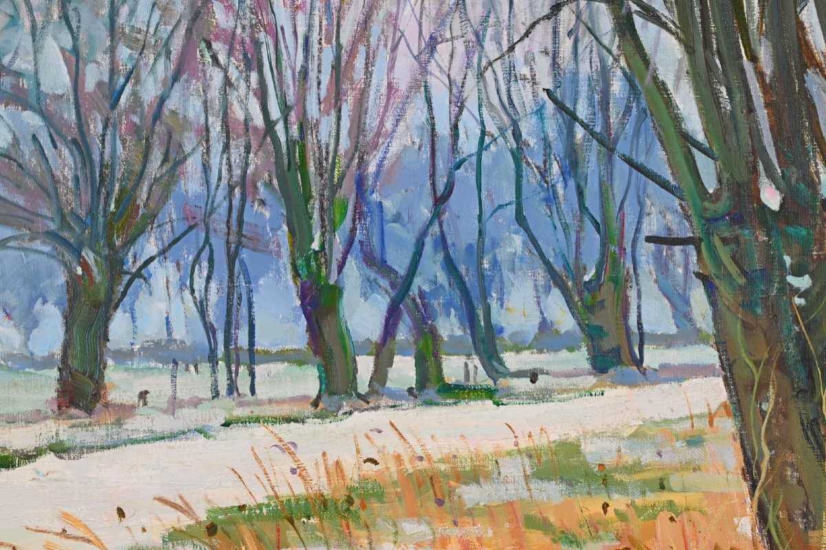 Louis Jacques Vigon (1897-1985) :  Neige à Saint Martin De Boscherville-photo-3