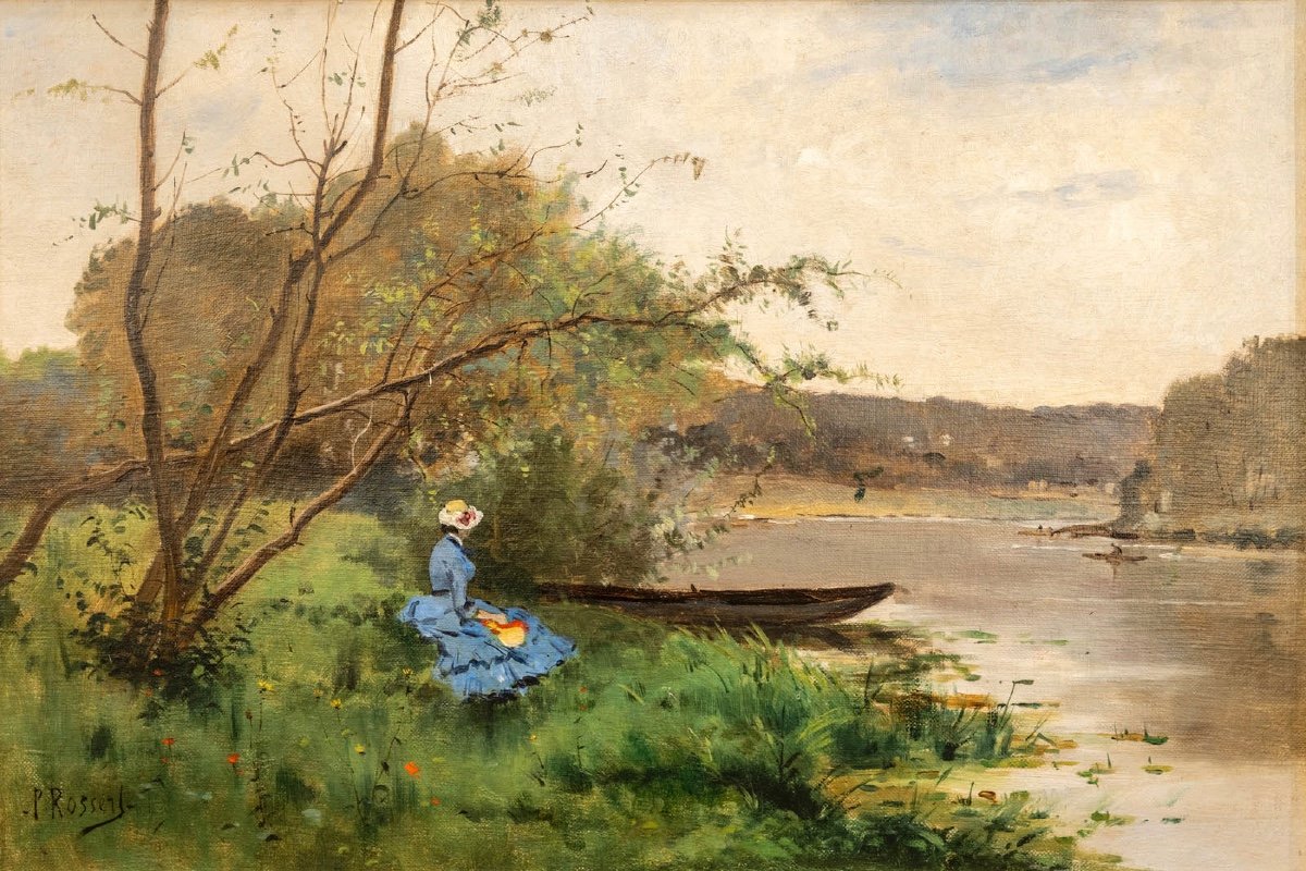 Paul Rossert (1851-1918) : Femme Au Bord De l'Eau 