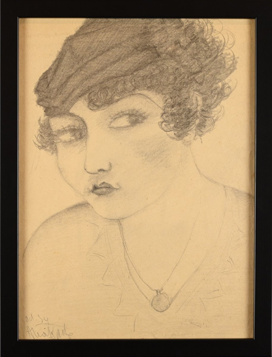 Armand Henri Nakache (1894 - 1976): Portrait Of A Woman With A Pendant-photo-3