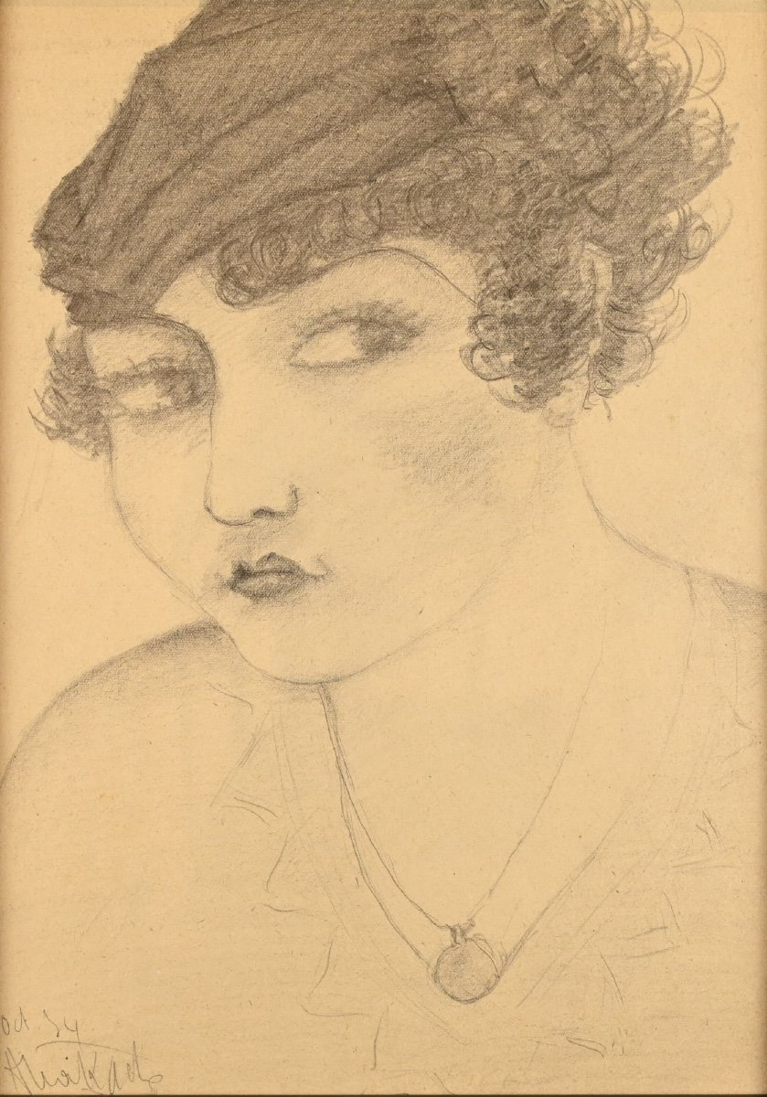 Armand Henri Nakache (1894 - 1976): Portrait Of A Woman With A Pendant
