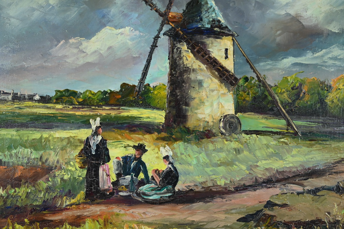 René Lorotte (1920 - 1985) : Le vieux moulin à Pornic-photo-4