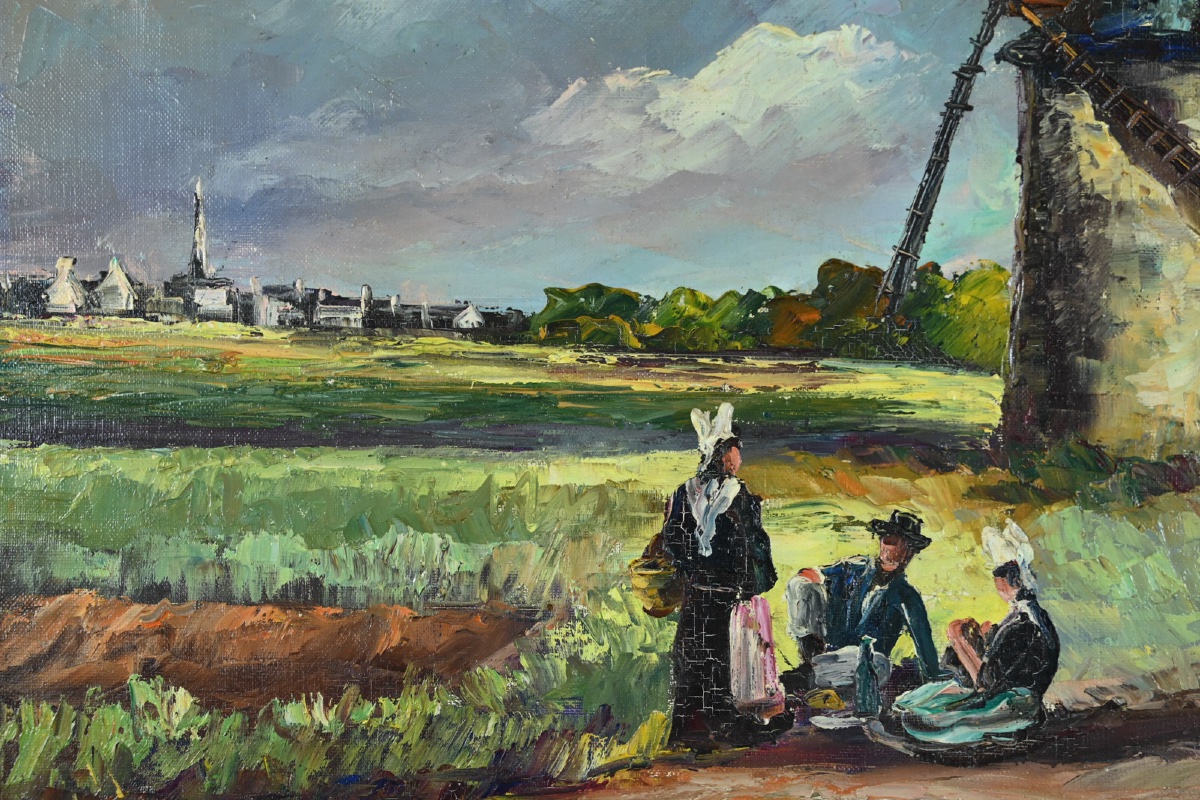René Lorotte (1920 - 1985) : Le vieux moulin à Pornic-photo-1