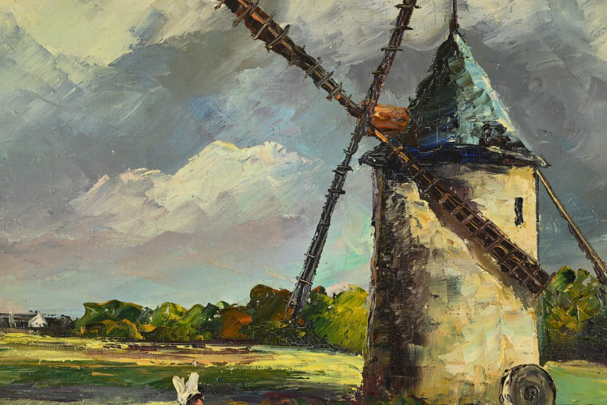 René Lorotte (1920 - 1985) : Le vieux moulin à Pornic-photo-3