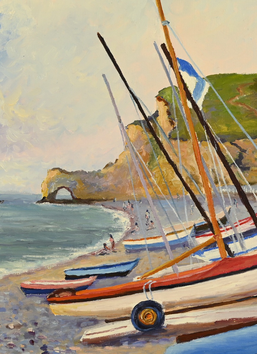  Christiane STENFORT (1940) Bateaux à Etretat-photo-3