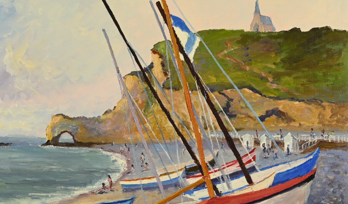  Christiane STENFORT (1940) Bateaux à Etretat-photo-4