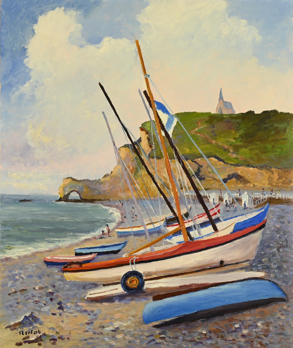  Christiane STENFORT (1940) Bateaux à Etretat