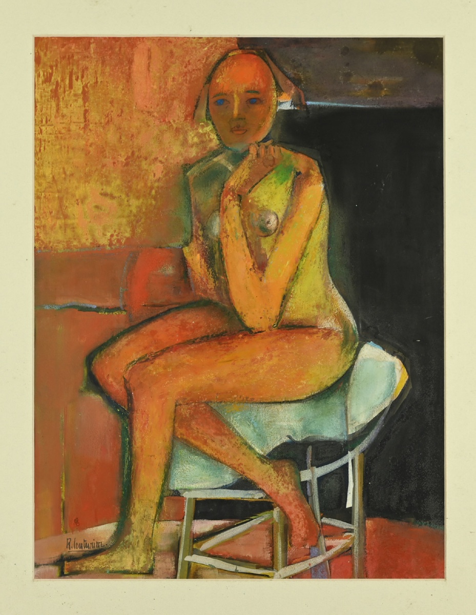  René COUTURIER (1933 - 2008) Femme assise-photo-3