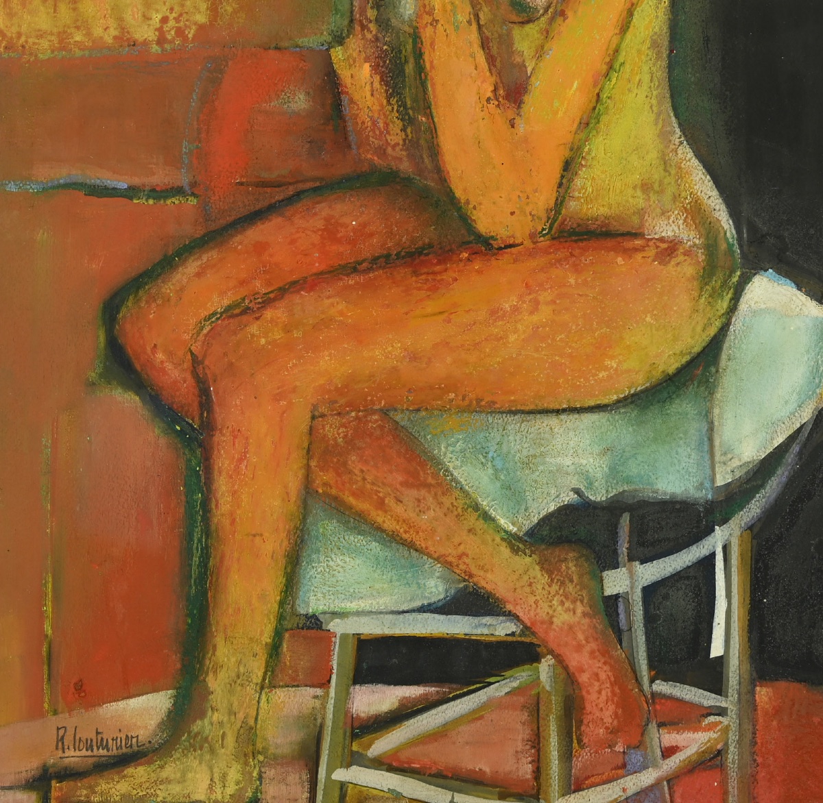  René COUTURIER (1933 - 2008) Femme assise-photo-3