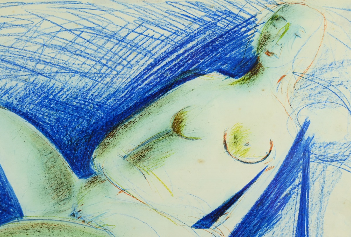  René COUTURIER (1933 - 2008) Nu bleu-photo-1