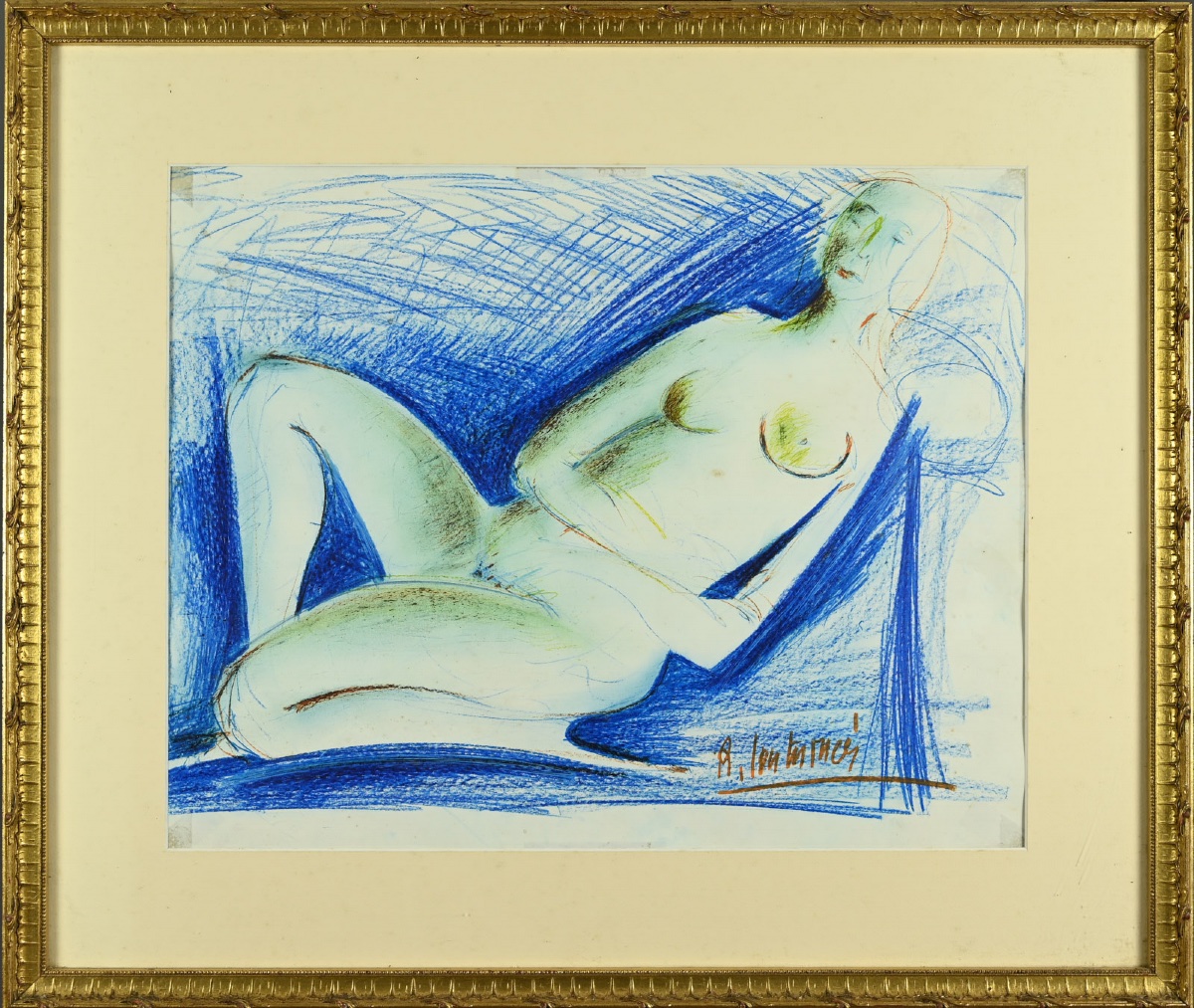  René COUTURIER (1933 - 2008) Nu bleu-photo-5