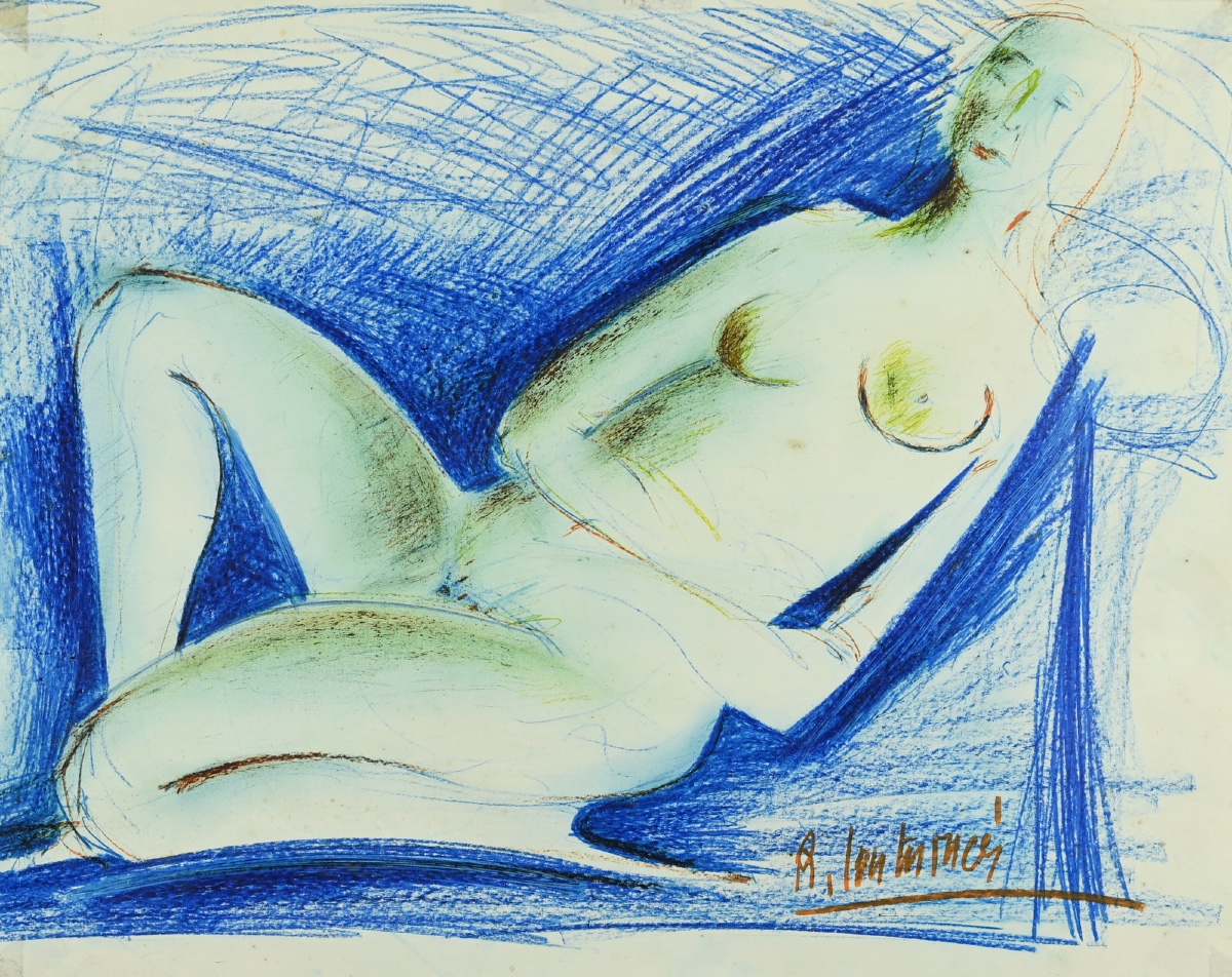  René COUTURIER (1933 - 2008) Nu bleu