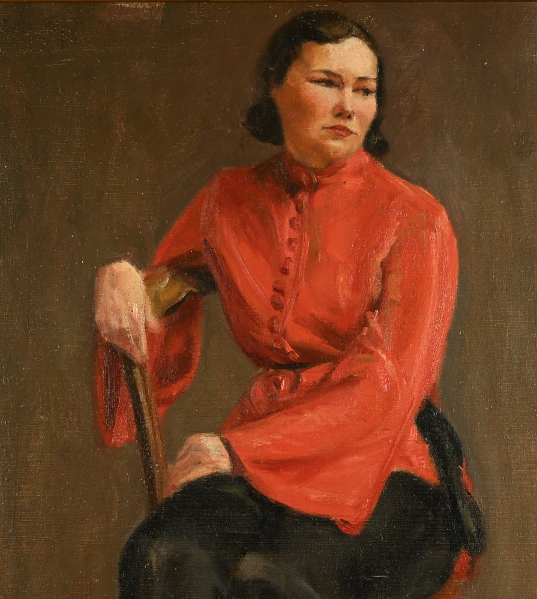  ANONYME 19e : Femme à la tunique rouge-photo-3