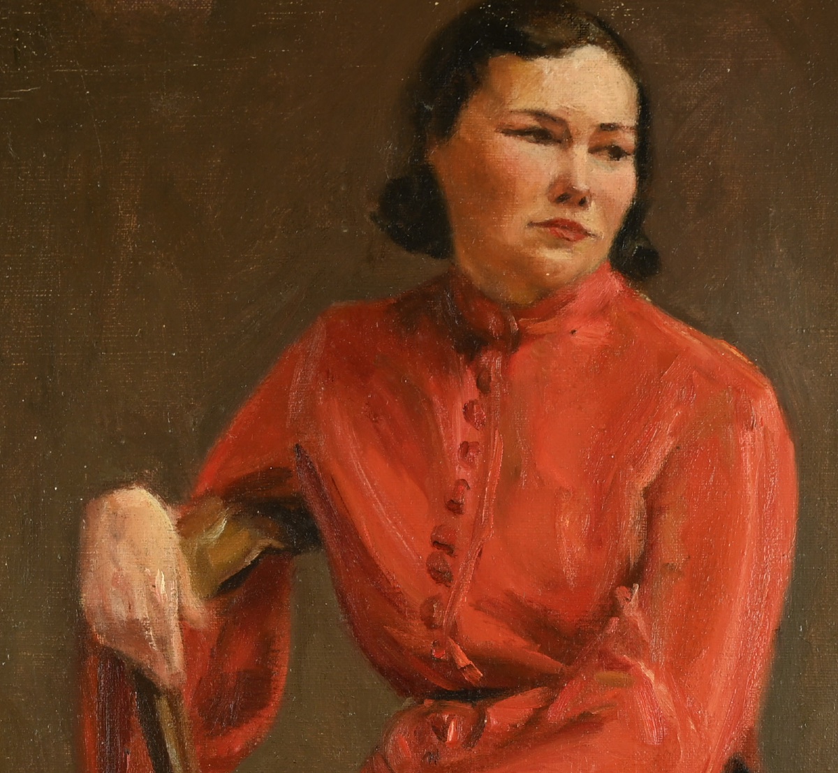  ANONYME 19e : Femme à la tunique rouge-photo-4