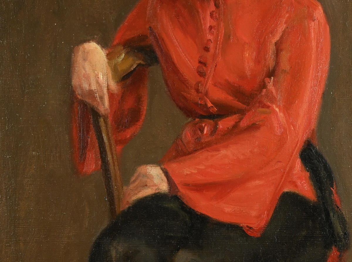  ANONYME 19e : Femme à la tunique rouge-photo-2