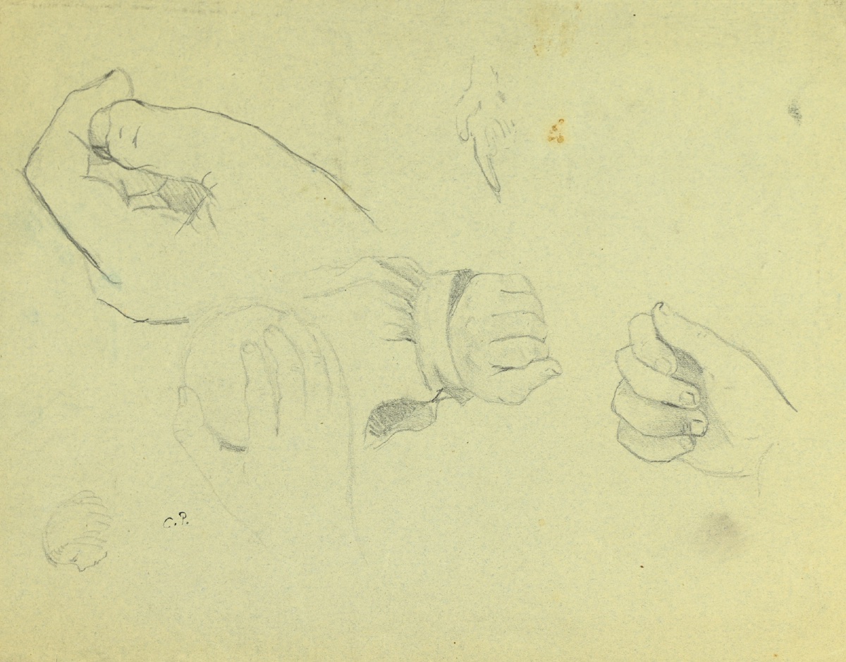 Camille PISSARRO (1830 - 1903) : Etude de mains, Etude de lapins-photo-2