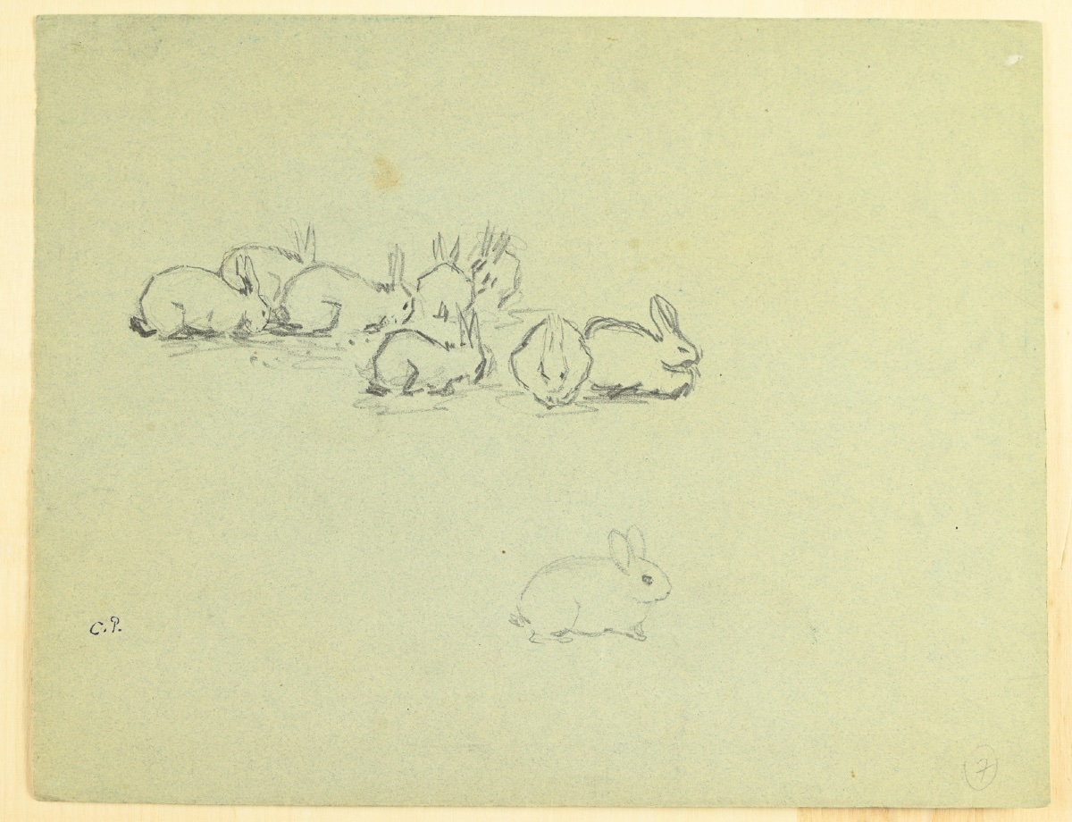  Camille PISSARRO (1830 - 1903) : Etude de mains, Etude de lapins-photo-1