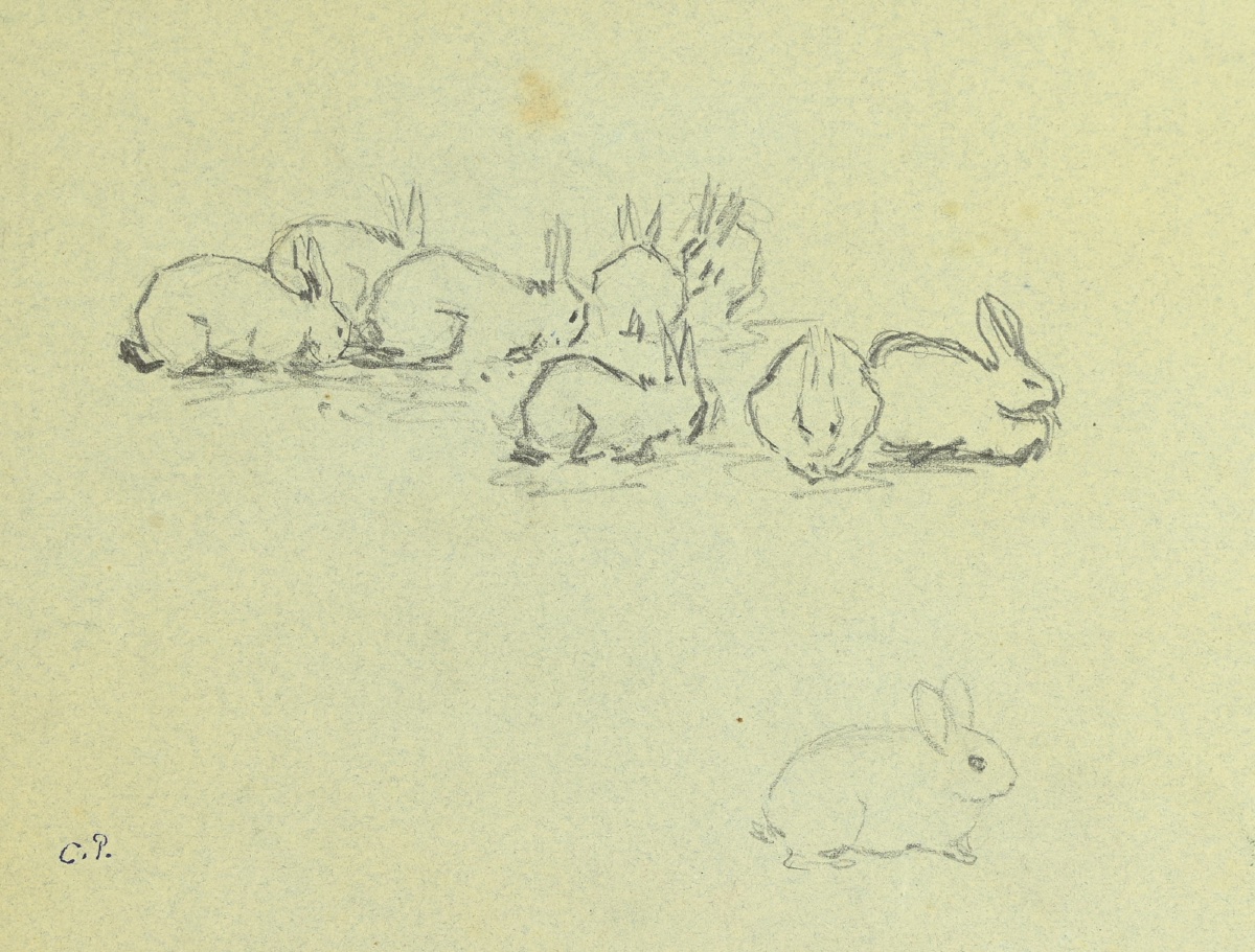  Camille PISSARRO (1830 - 1903) : Etude de mains, Etude de lapins-photo-2