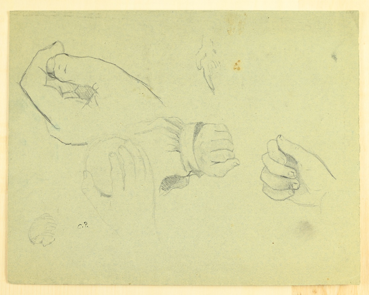  Camille PISSARRO (1830 - 1903) : Etude de mains, Etude de lapins-photo-4