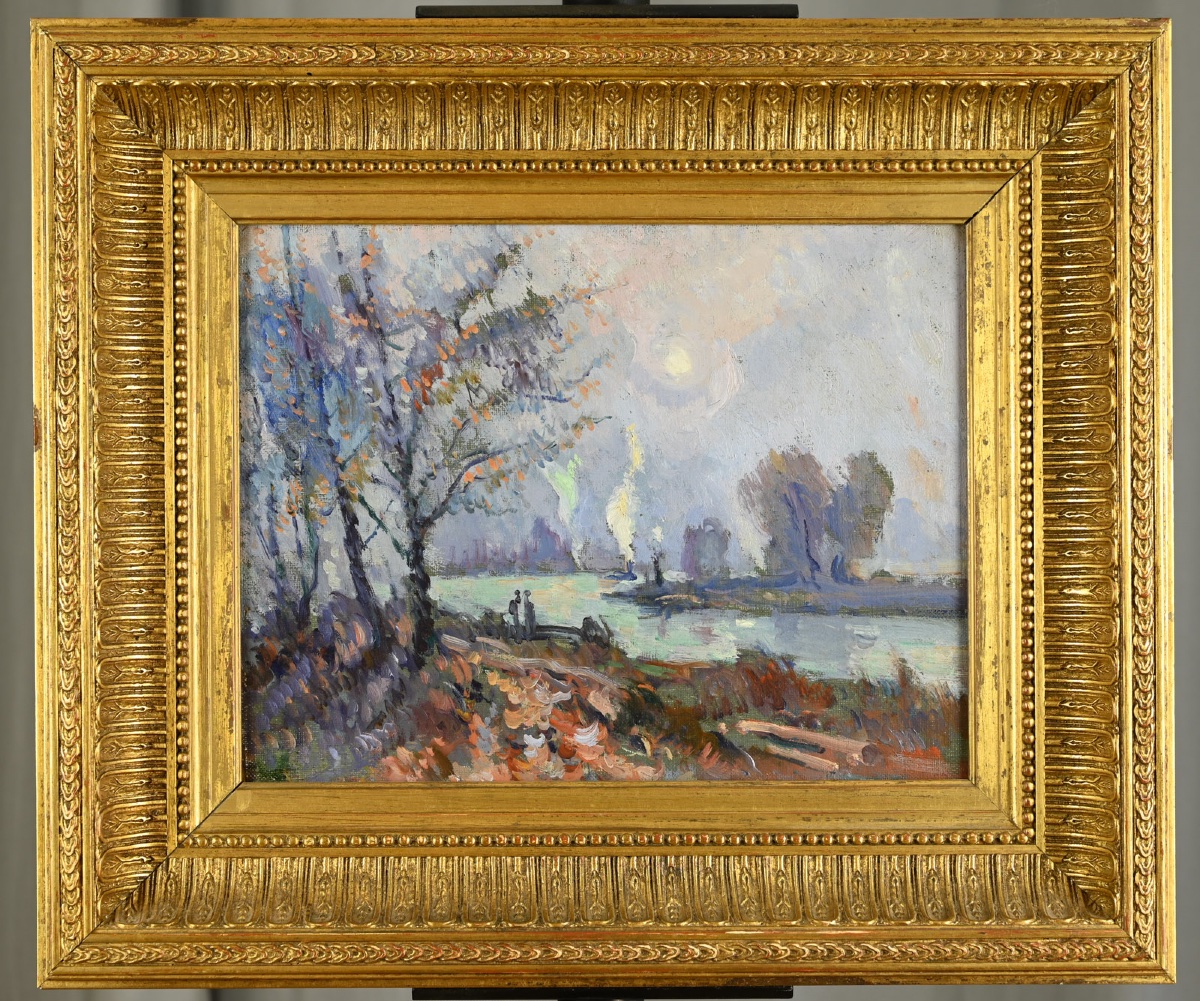  Robert-Antoine PINCHON (1864 - 1944) : Bord de Seine automnal-photo-2