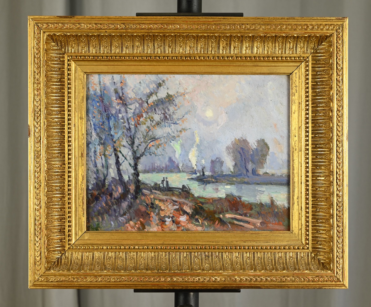  Robert-Antoine PINCHON (1864 - 1944) : Bord de Seine automnal-photo-4