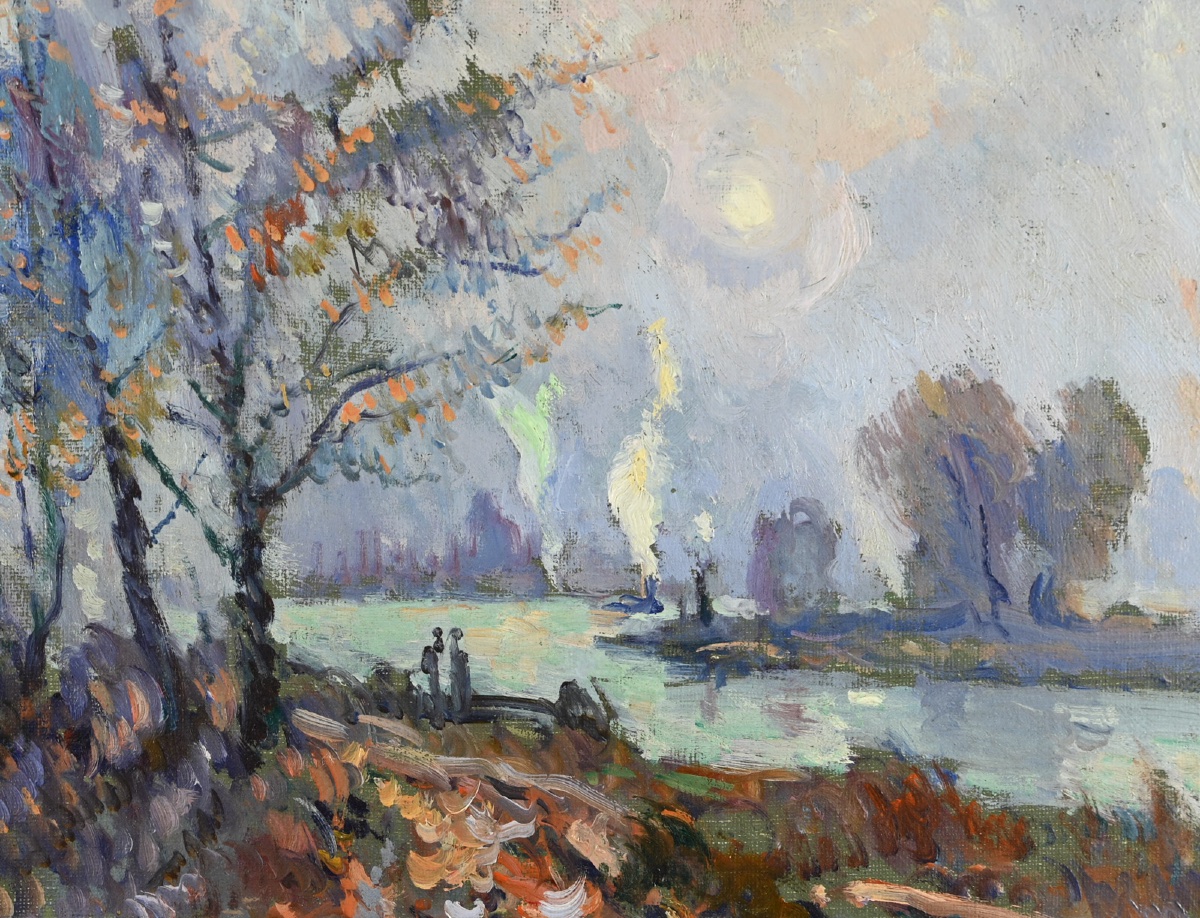  Robert-Antoine PINCHON (1864 - 1944) : Bord de Seine automnal-photo-1