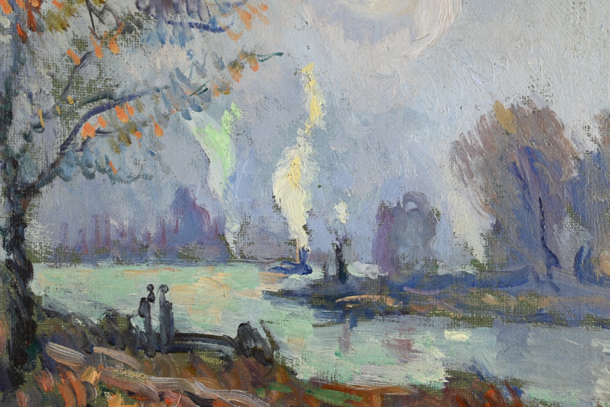  Robert-Antoine PINCHON (1864 - 1944) : Bord de Seine automnal-photo-3