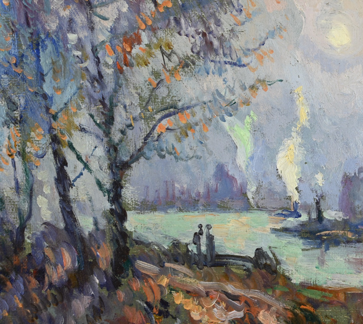  Robert-Antoine PINCHON (1864 - 1944) : Bord de Seine automnal-photo-4