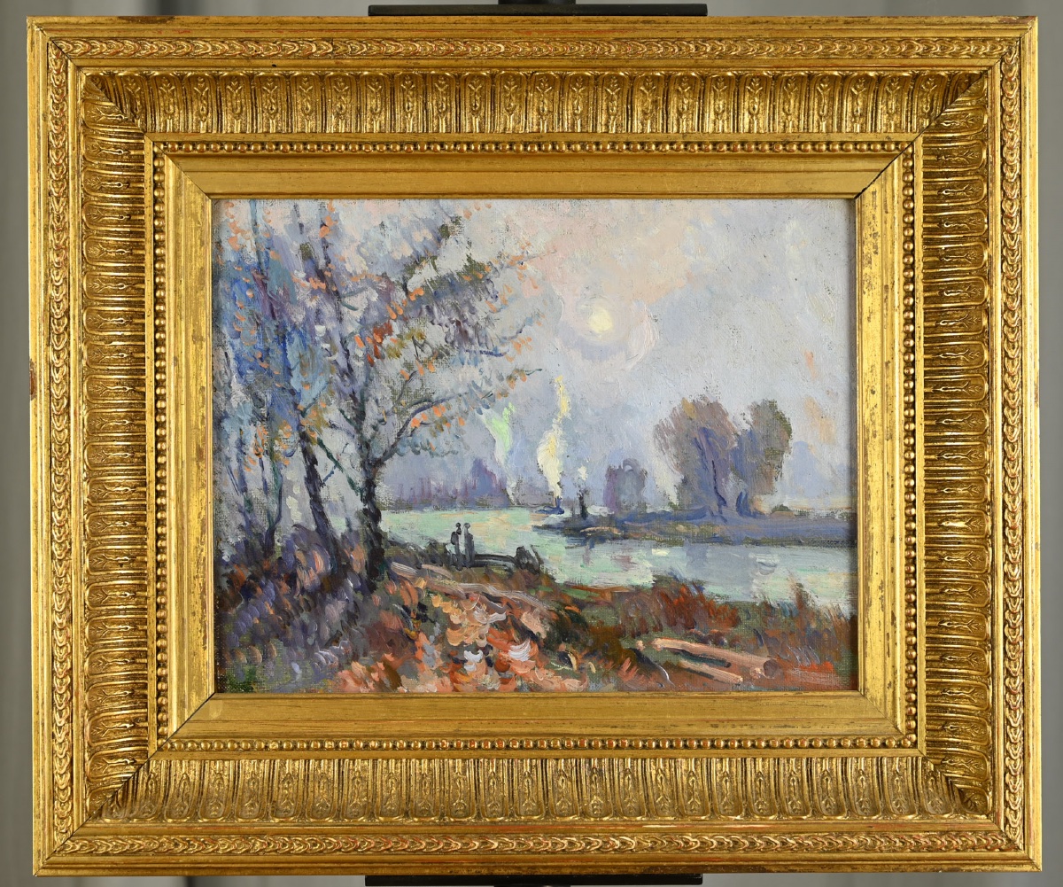  Robert-Antoine PINCHON (1864 - 1944) : Bord de Seine automnal-photo-5