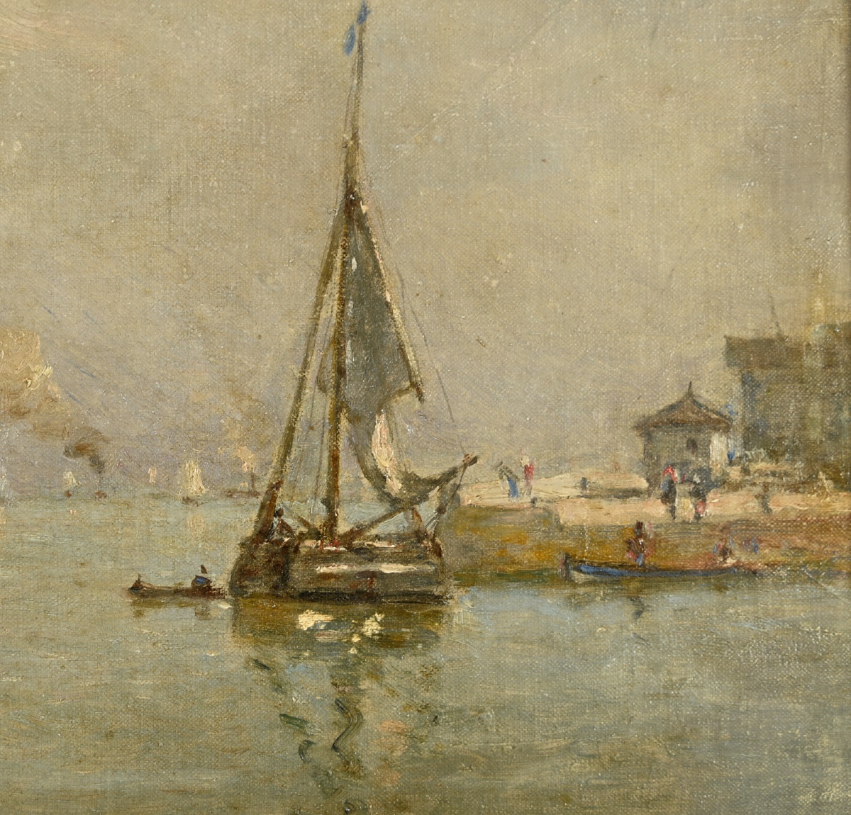  Louis-alexandre Dubourg (1821 - 1891) Sailing Ship In Honfleur Harbor-photo-2