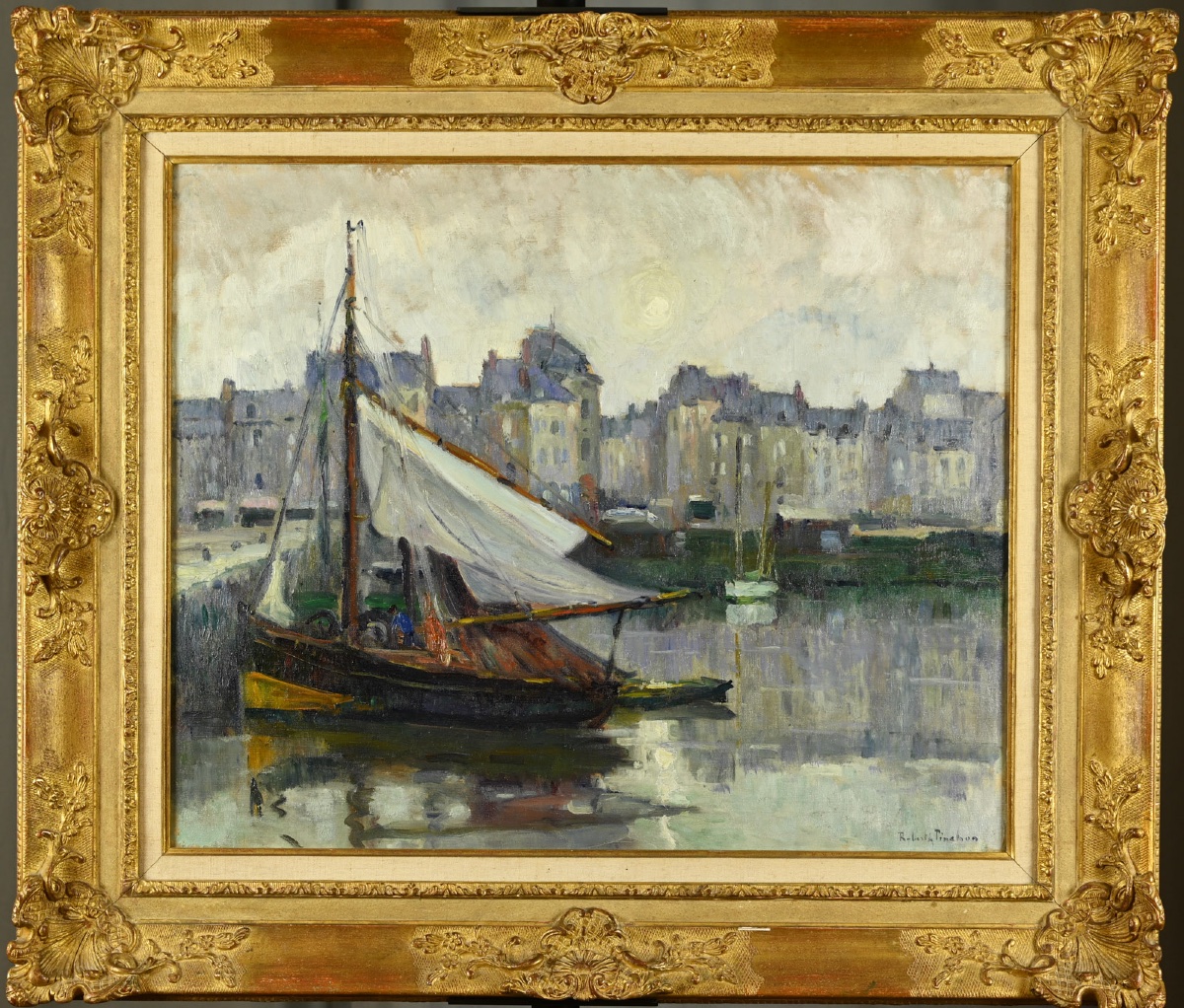 Robert Antoine Pinchon: Fishing Boat In The Port Of Honfleur-photo-2