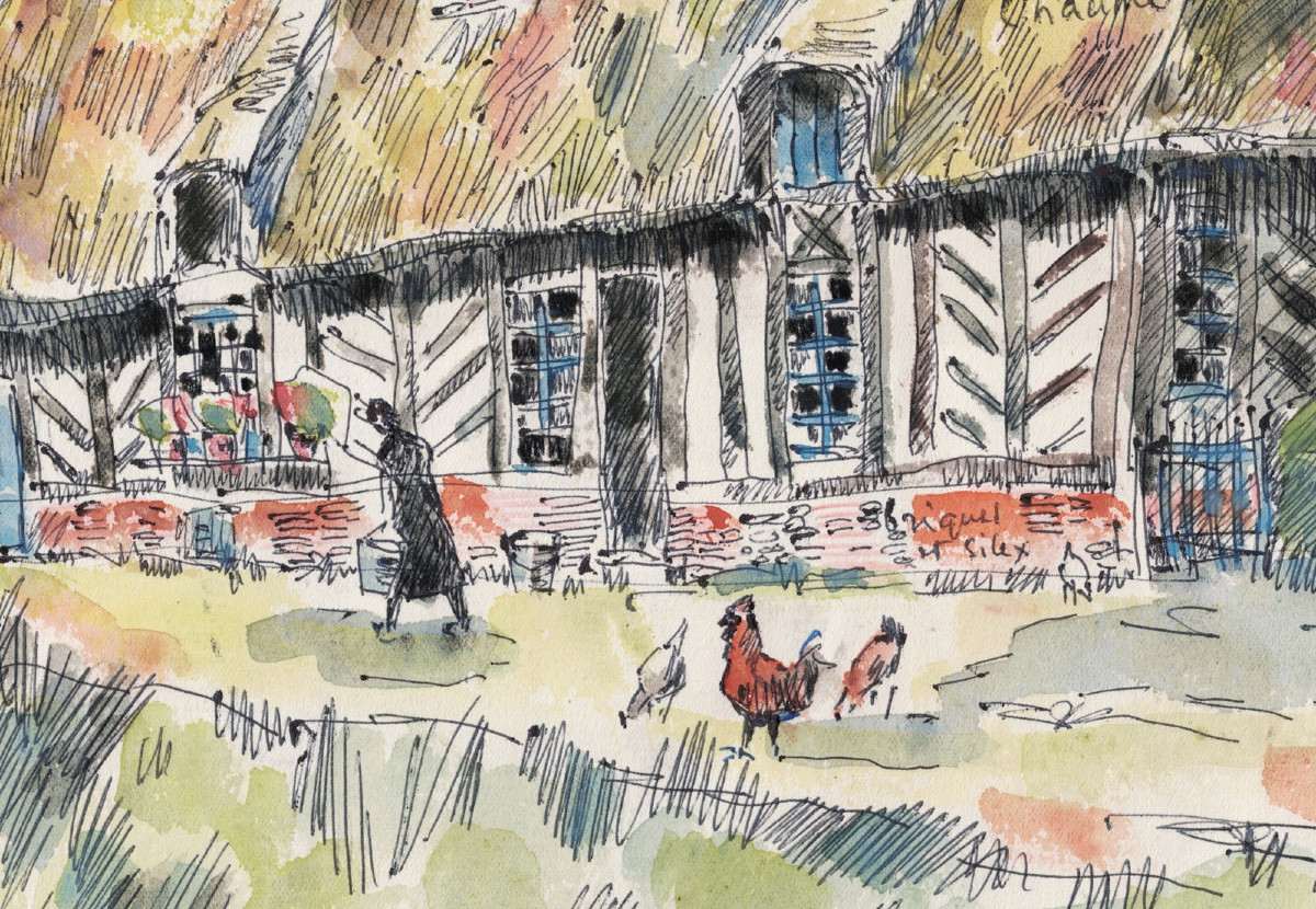  René Sautin (1881 - 1968) Norman Cottage - Risle Valley, Summer-photo-3