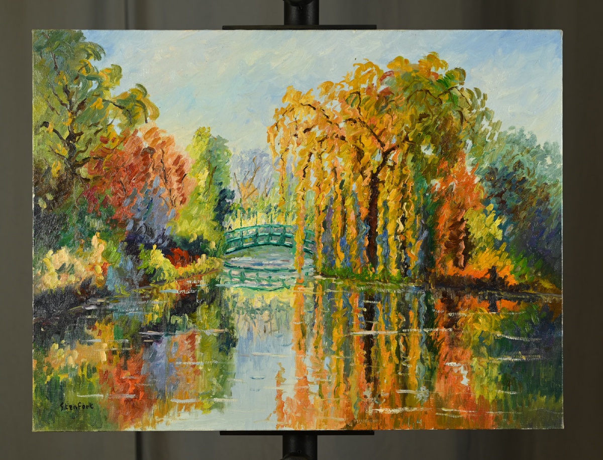 Christiane Stenfort (born In 1940) - The Pond At Giverny-photo-2