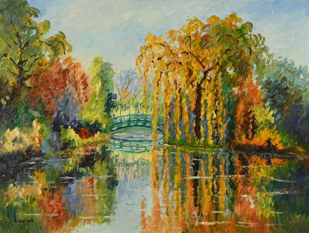 Christiane Stenfort (born In 1940) - The Pond At Giverny-photo-3