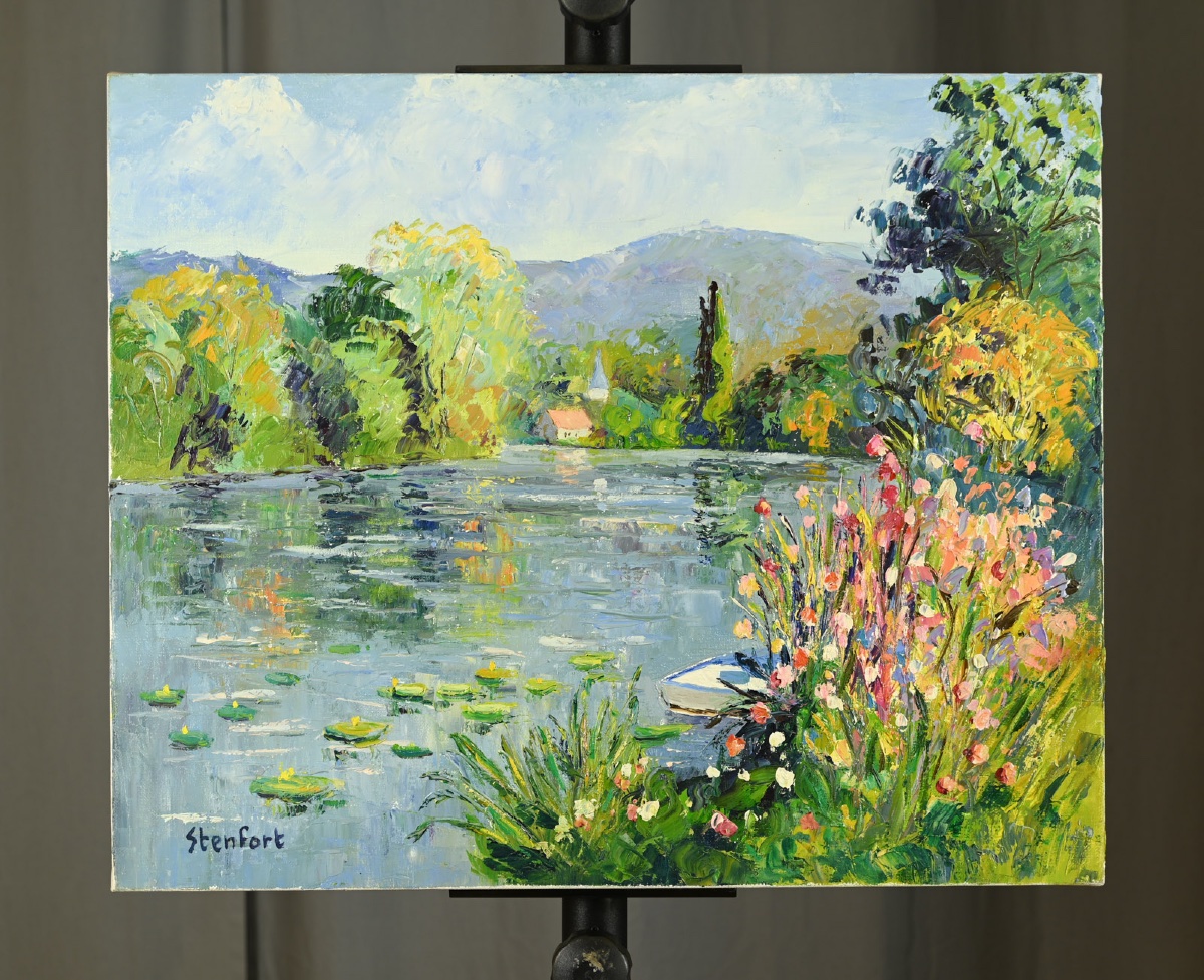 Christiane Stenfort (1940) - Banks Of The Seine At Poses-photo-2