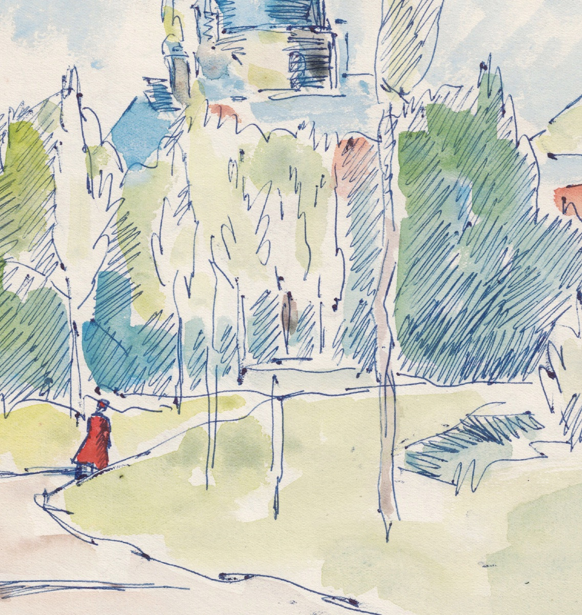  René SAUTIN (1881 - 1968) : L'hospice - Le poirier fleuri-photo-2