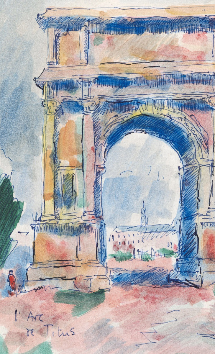  René Sautin (1881 - 1968) Seine Valley - The Arch Of Titus-photo-2