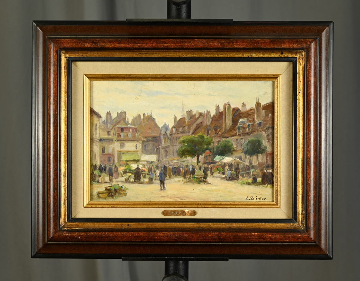 Edmond Quinton (1892-1969) - Market Day In The Village Square-photo-2
