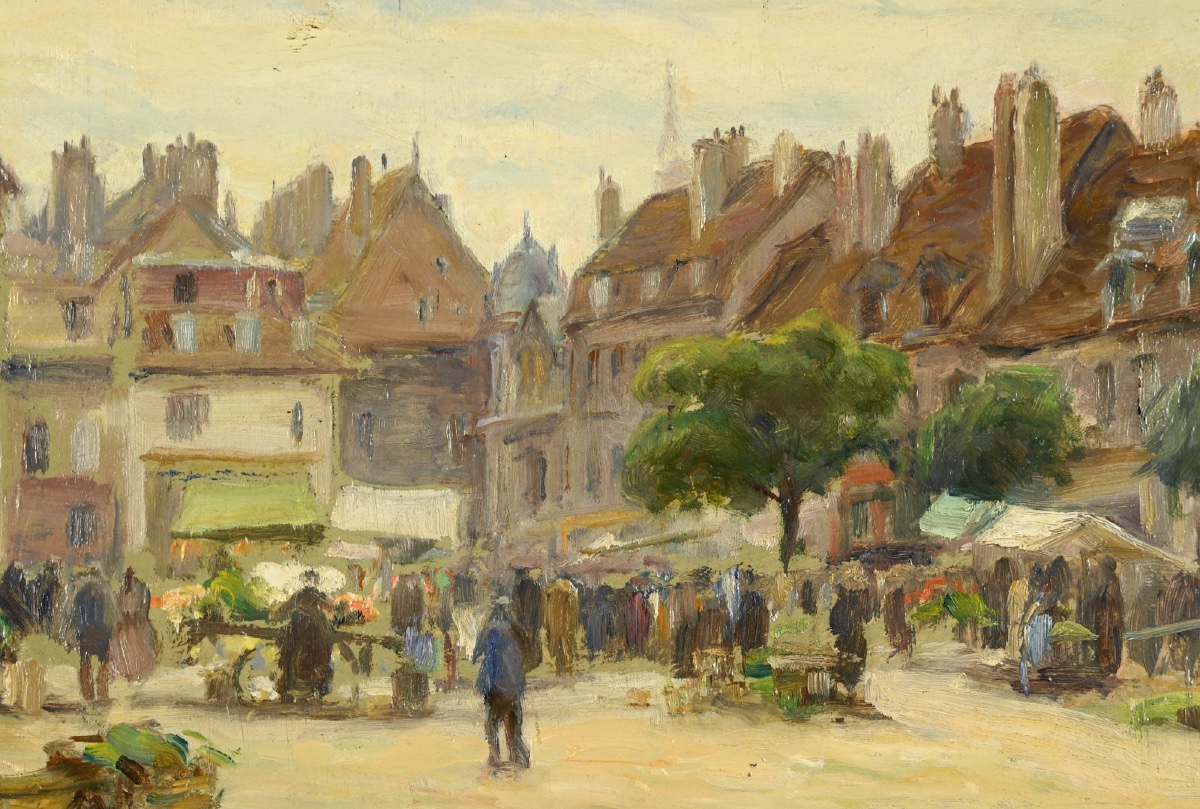 Edmond Quinton (1892-1969) - Market Day In The Village Square-photo-4