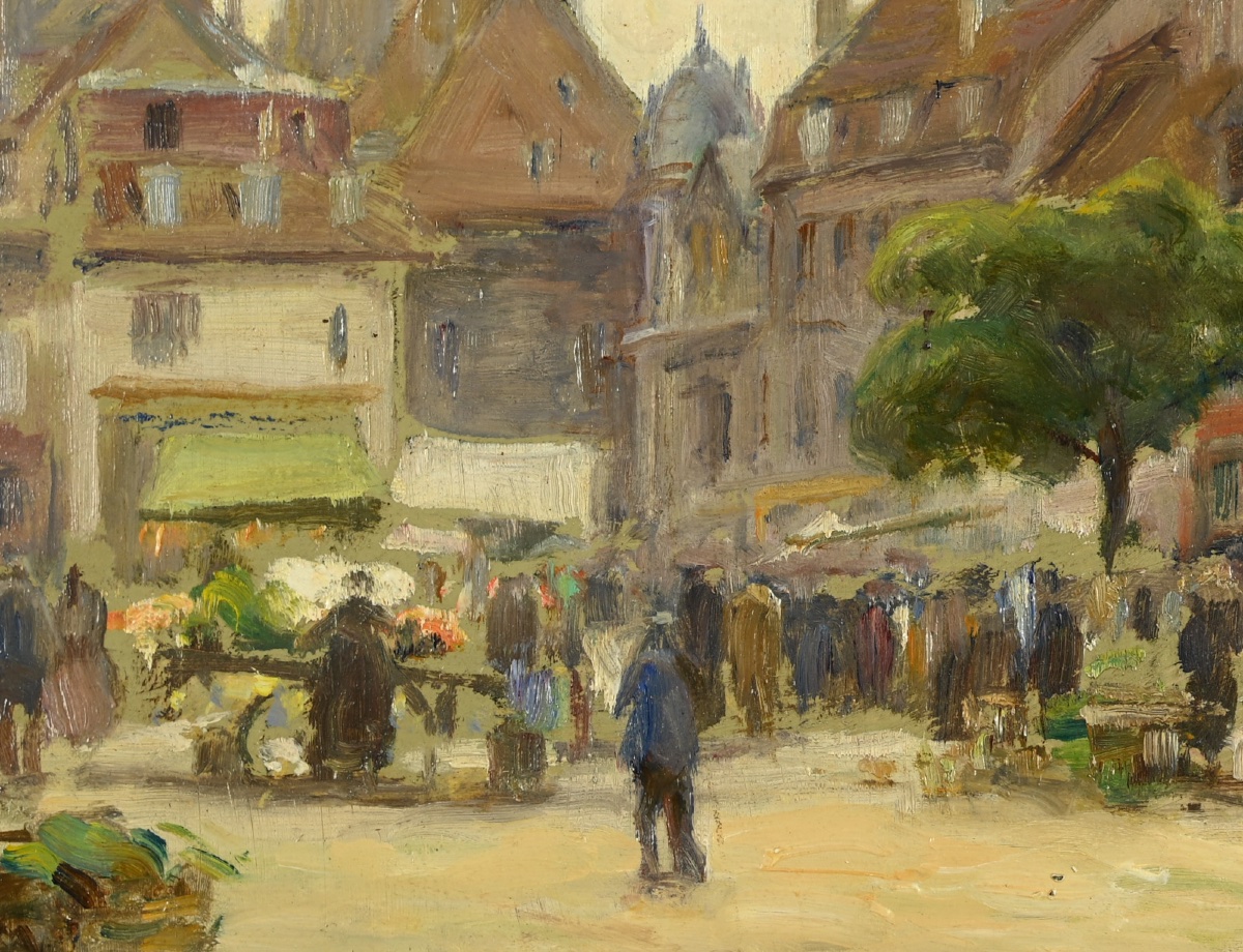 Edmond Quinton (1892-1969) - Market Day In The Village Square-photo-3