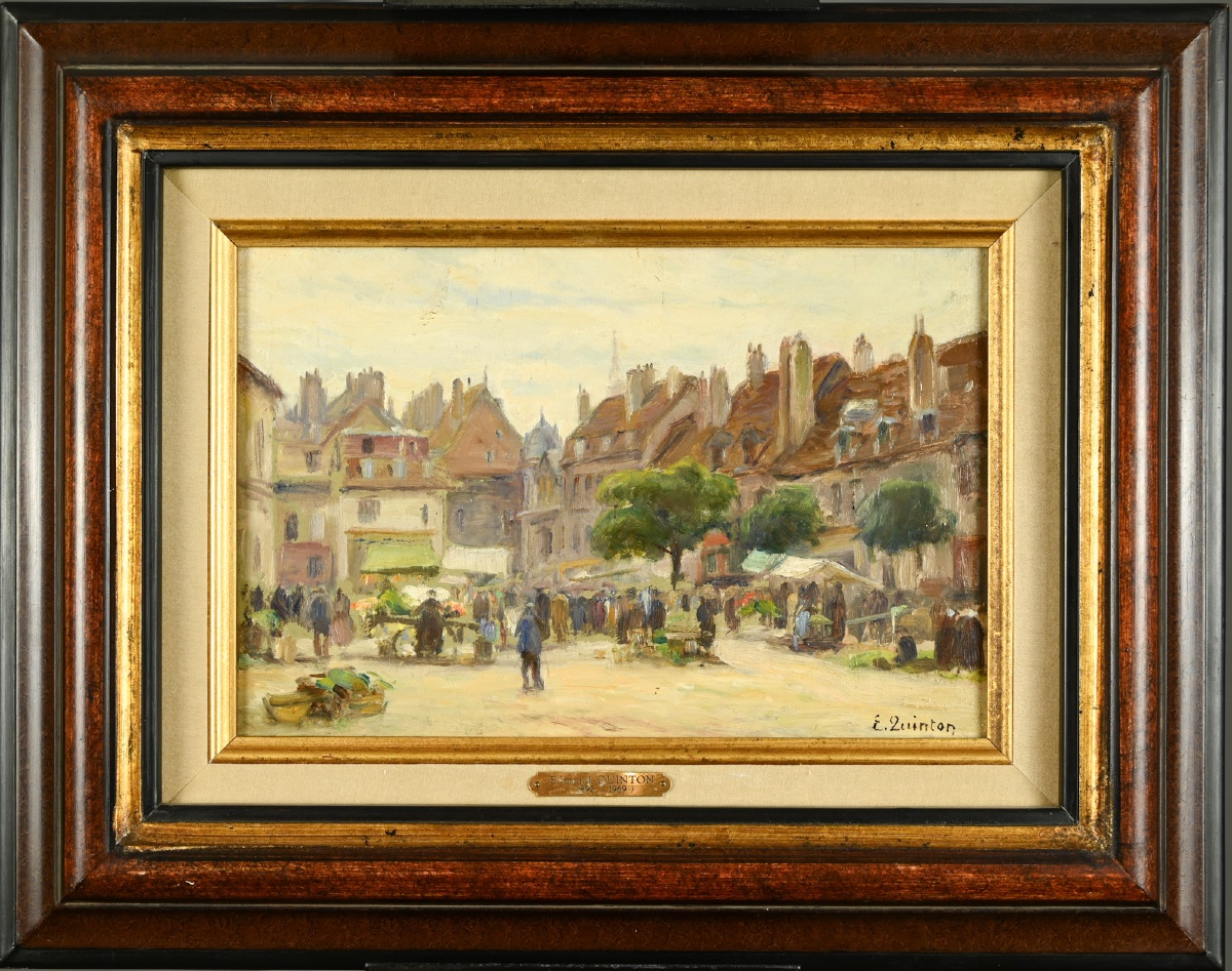 Edmond Quinton (1892-1969) - Market Day In The Village Square-photo-6