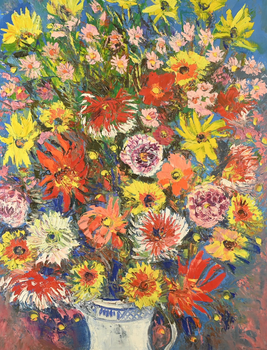 Micheline Masse (1932-2017) - Bouquet Of Flowers In An Earthenware Pitcher-photo-2