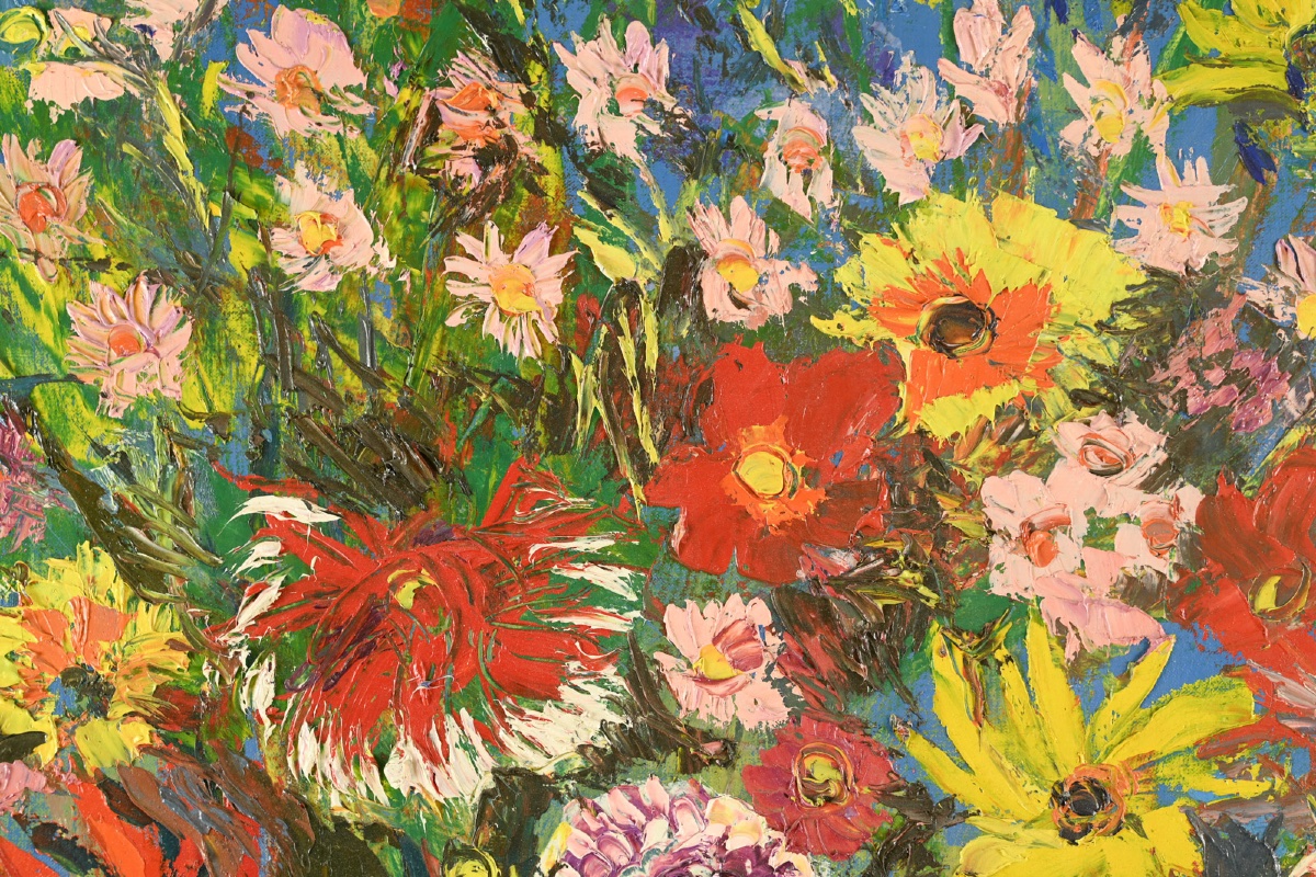 Micheline Masse (1932-2017) - Bouquet Of Flowers In An Earthenware Pitcher-photo-1