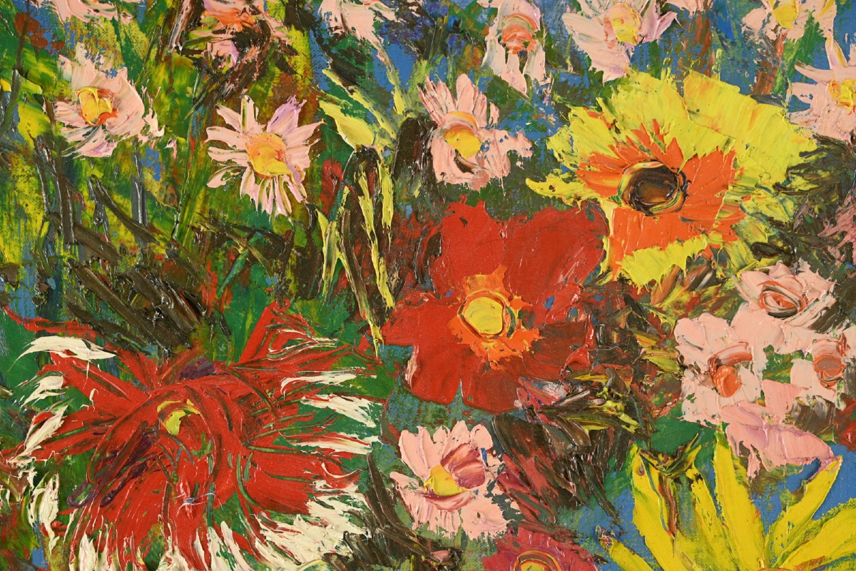 Micheline Masse (1932-2017) - Bouquet Of Flowers In An Earthenware Pitcher-photo-2