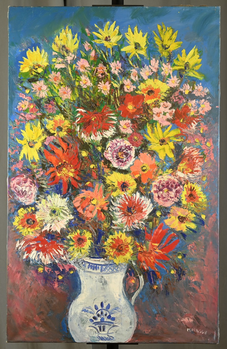 Micheline Masse (1932-2017) - Bouquet Of Flowers In An Earthenware Pitcher-photo-6