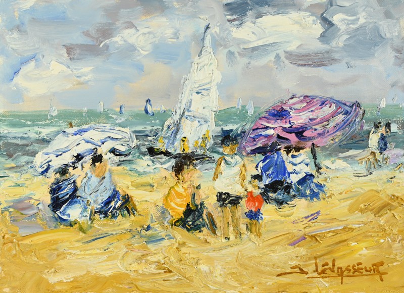 LEVASSEUR Jean (1935-2024) : Scène de plage