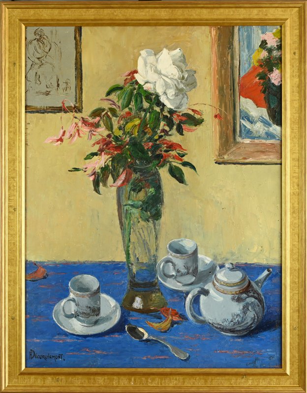 François-Emile DECORCHEMONT (1880 - 1971) : L'heure du thé-photo-3