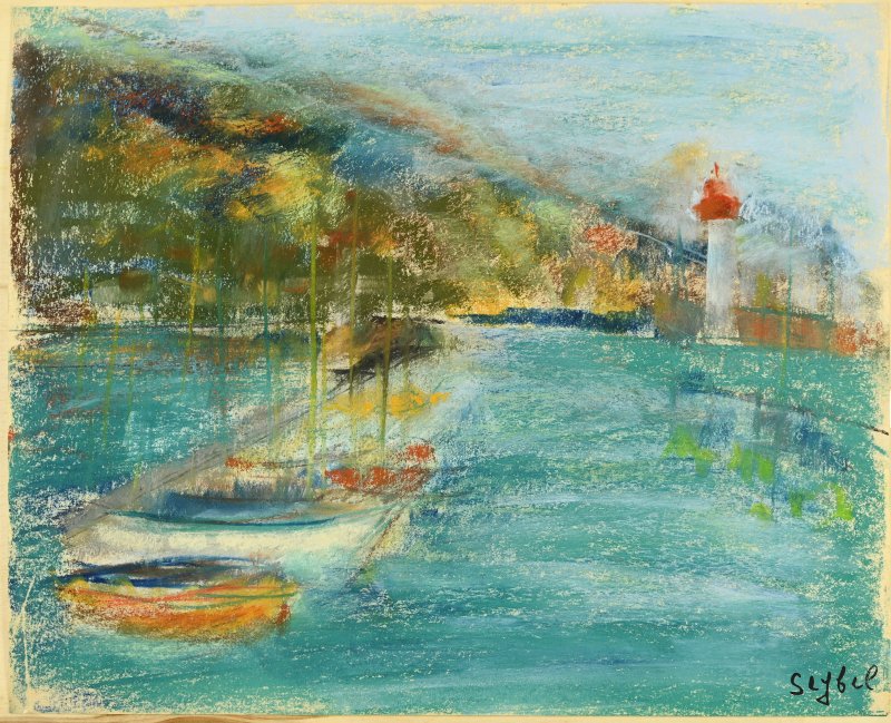 Lyne SEYBEL (1919-2009) : Petit port du midi-photo-3