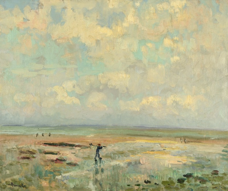 Albert Malet (1905-1986) : Fishermen At Low Tide